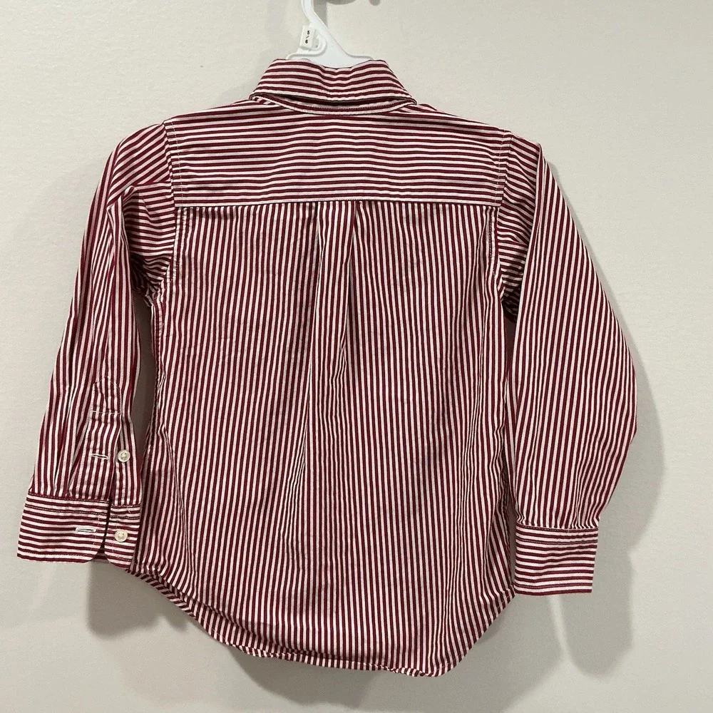 Ralph Lauren Boys Button Down Shirt Lot Of 2 Long Sleeve Sz 4 4T Striped Gingham